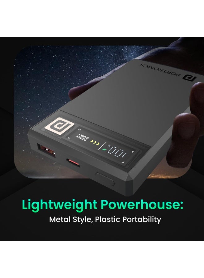 بورترونيكس Portronics Luxcell MagClick 10k 10000 mAh 15W Magnetic Wireless Fast Charging Power Bank Premium Finish, 22.5 Wired Output Compatible with iPhone 12 & Above,Type C Smartphones,Tablets(Dark Grey) - Image 4